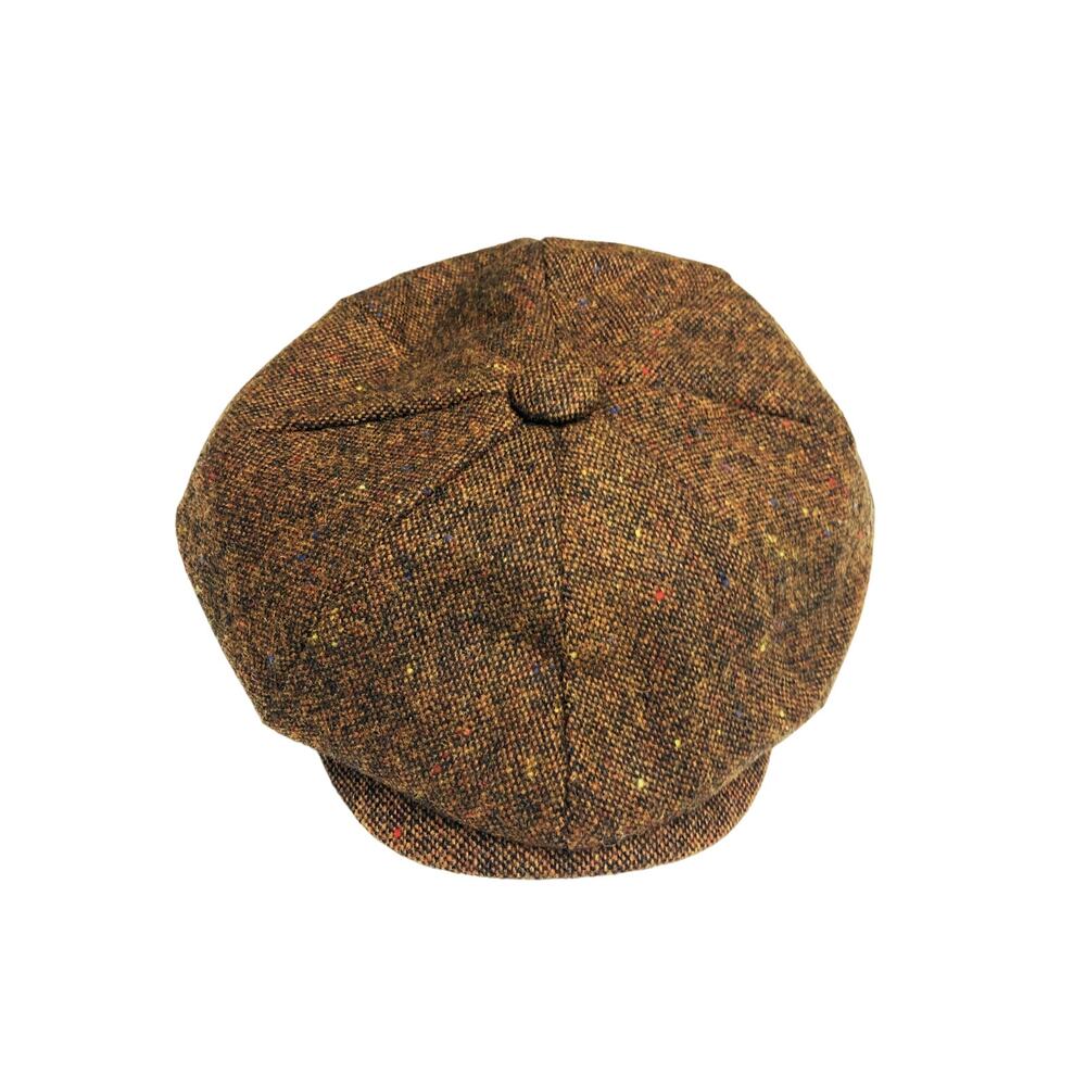 Vintage Newsboy Jangoul Tweed Quilted Scally Hat Sz 54 CM or 21.26" Made in PRC